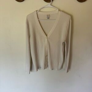 A new day Women's Cream ribbed v neck cardigan Sweater size XL